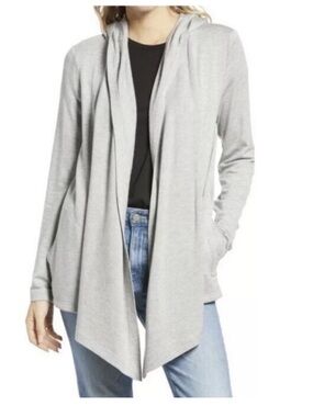 Splendid for Anthropologie GrayThermal Knit Soft Cardigan with Hood, Size M, EUC